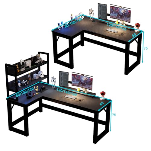Unmjgybc ウォールナット デスク棚付き 幅140x奥行100x高さ75CM ゲーム